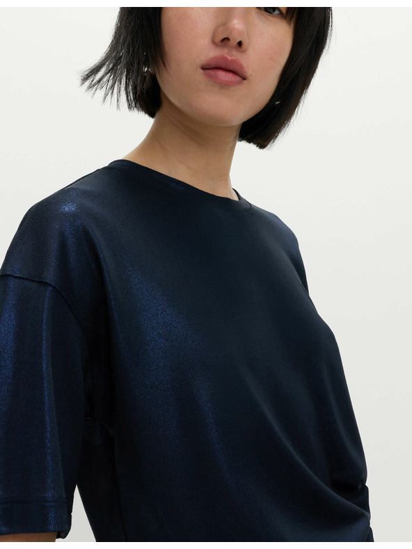 Marks & Spencer Metalické třpytivé tričko Marks & Spencer námořnická modrá