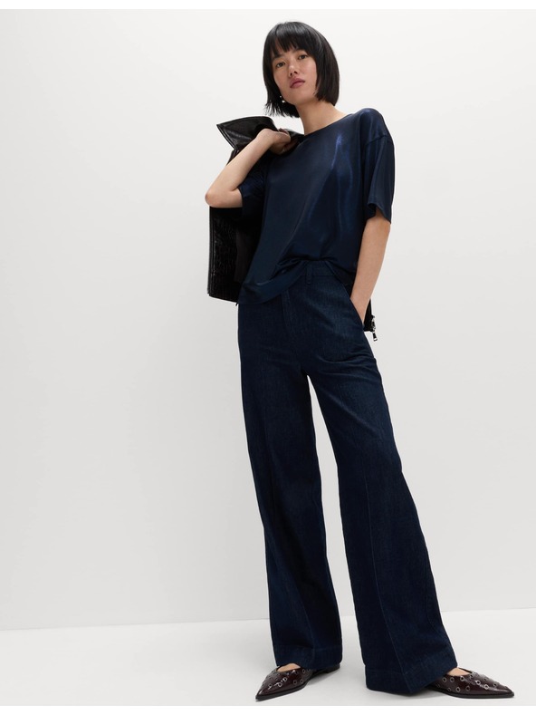 Marks & Spencer Metalické třpytivé tričko Marks & Spencer námořnická modrá