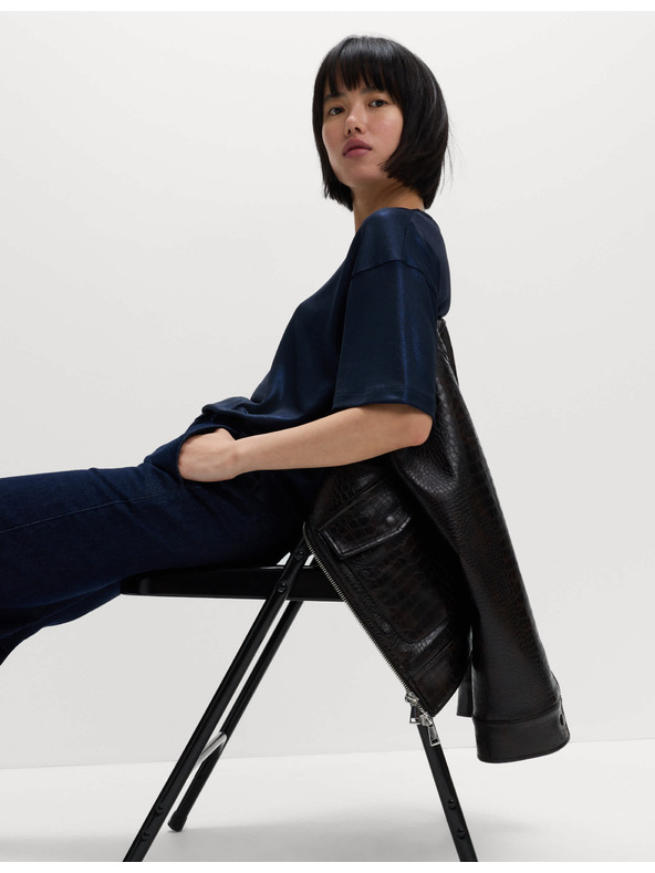 Marks & Spencer Metalické třpytivé tričko Marks & Spencer námořnická modrá