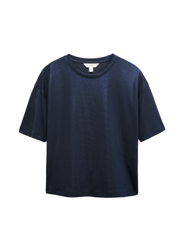 Marks & Spencer Metalické třpytivé tričko Marks & Spencer námořnická modrá