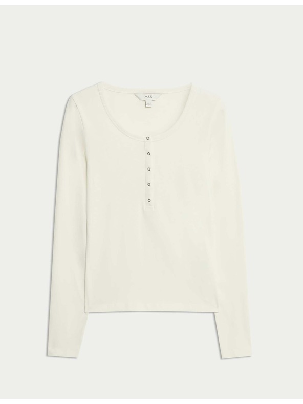 Marks & Spencer Barvený top s rozhalenkou s vysokým podílem bavlny Marks & Spencer smetanová