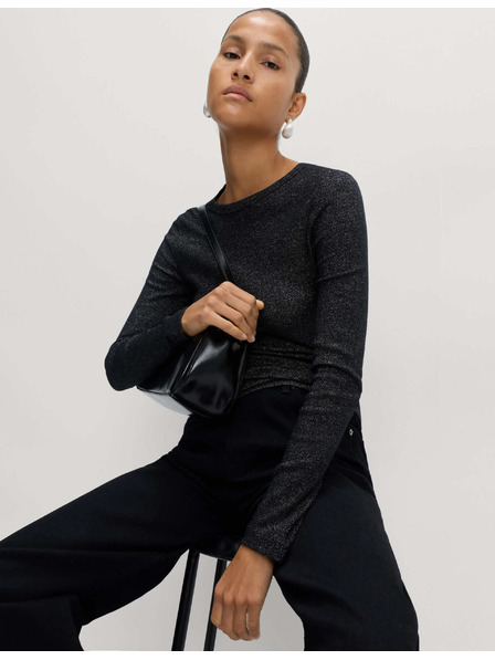 Marks & Spencer Žebrovaný třpytivý top, s vysokým podílem bavlny Marks & Spencer černá