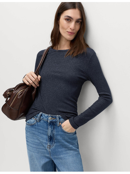 Marks & Spencer Žebrovaný třpytivý top, s vysokým podílem bavlny Marks & Spencer námořnická modrá