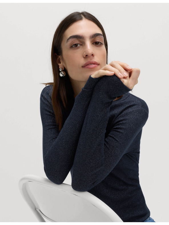 Marks & Spencer Žebrovaný třpytivý top, s vysokým podílem bavlny Marks & Spencer námořnická modrá