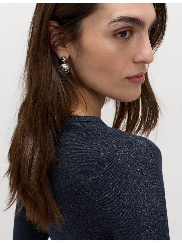 Marks & Spencer Žebrovaný třpytivý top, s vysokým podílem bavlny Marks & Spencer námořnická modrá