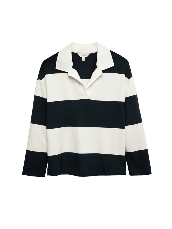 Marks & Spencer Pruhovaný pohodlný ragby top Marks & Spencer námořnická modrá