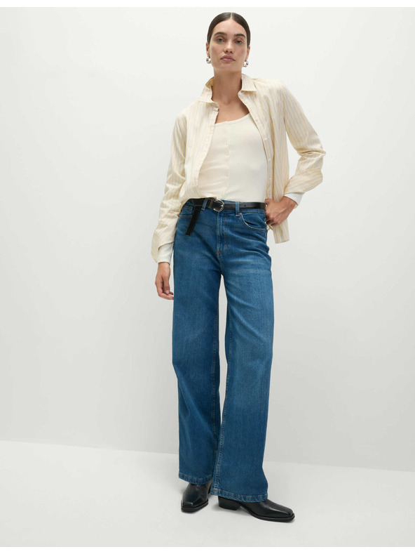 Marks & Spencer Top s oválným výstřihem, rozhalenkou a vysokým podílem bavlny Marks & Spencer smetanová