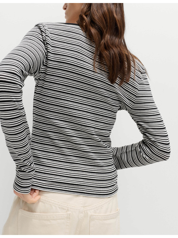 Marks & Spencer Top s oválným výstřihem, rozhalenkou a vysokým podílem bavlny Marks & Spencer černá