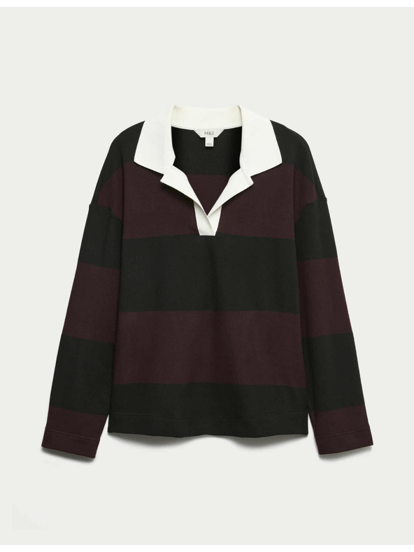 Marks & Spencer Pruhovaný pohodlný ragby top Marks & Spencer černá
