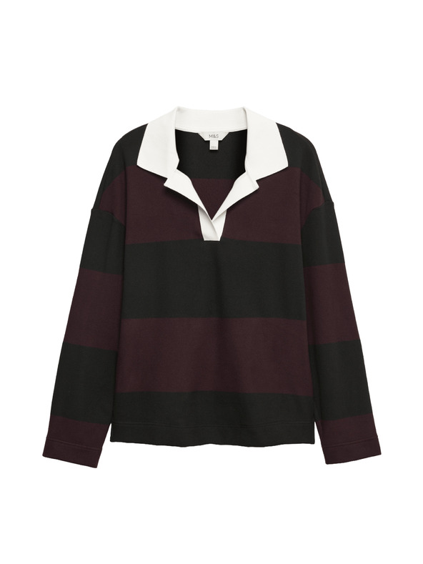 Marks & Spencer Pruhovaný pohodlný ragby top Marks & Spencer černá