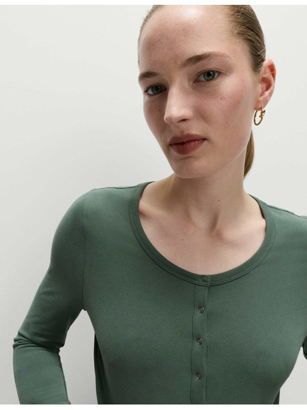 Marks & Spencer Barvený top s rozhalenkou s vysokým podílem bavlny Marks & Spencer zelená