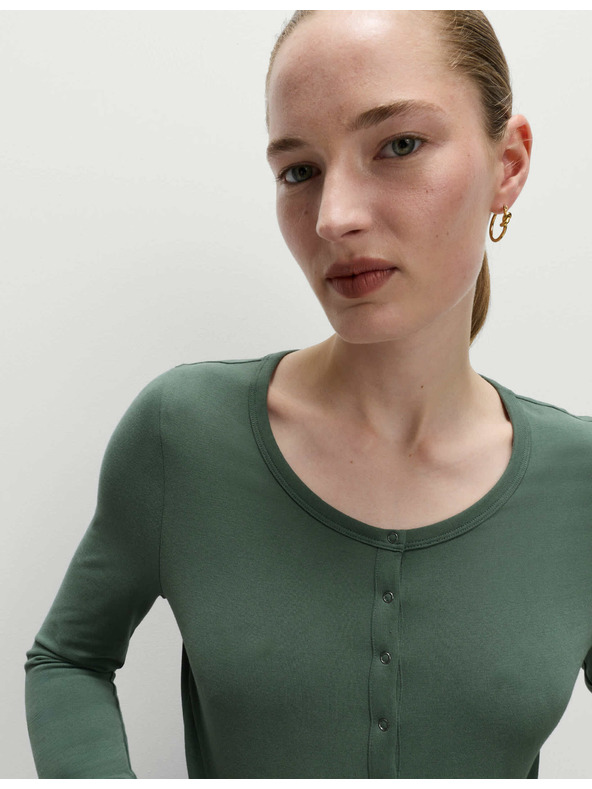 Marks & Spencer Barvený top s rozhalenkou s vysokým podílem bavlny Marks & Spencer zelená