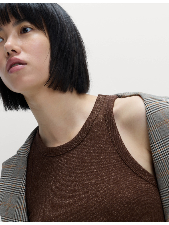 Marks & Spencer Třpytivé tílko, s vysokým podílem bavlny Marks & Spencer hnědá