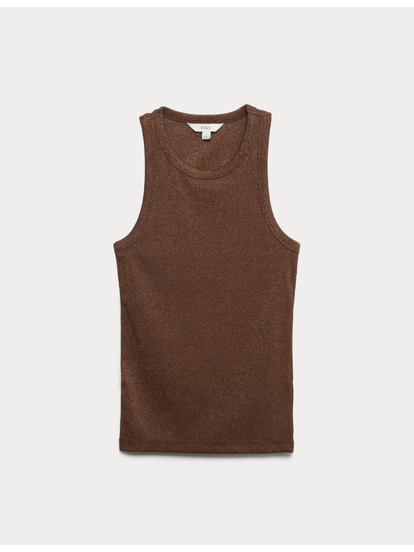 Marks & Spencer Třpytivé tílko, s vysokým podílem bavlny Marks & Spencer hnědá