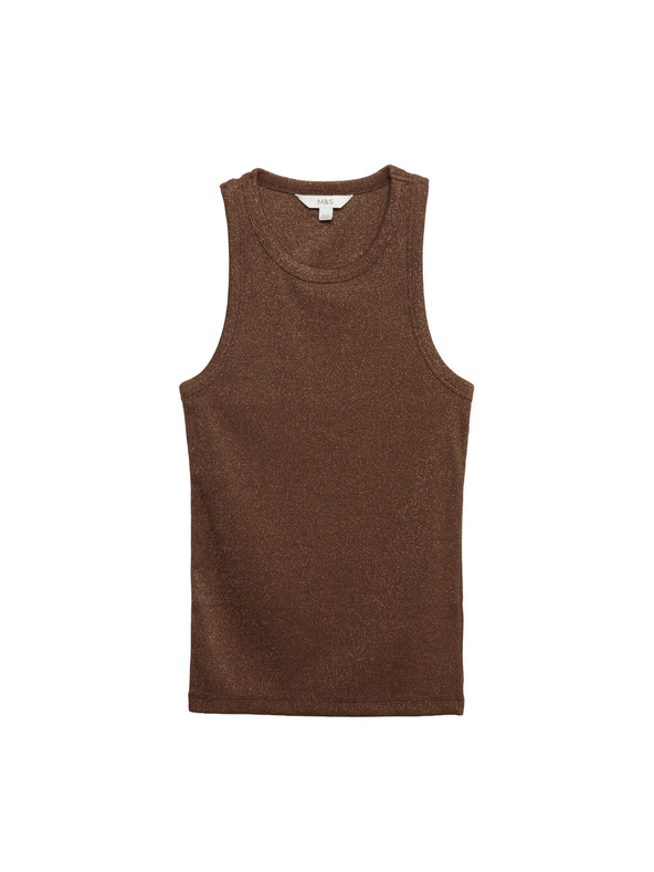 Marks & Spencer Třpytivé tílko, s vysokým podílem bavlny Marks & Spencer hnědá