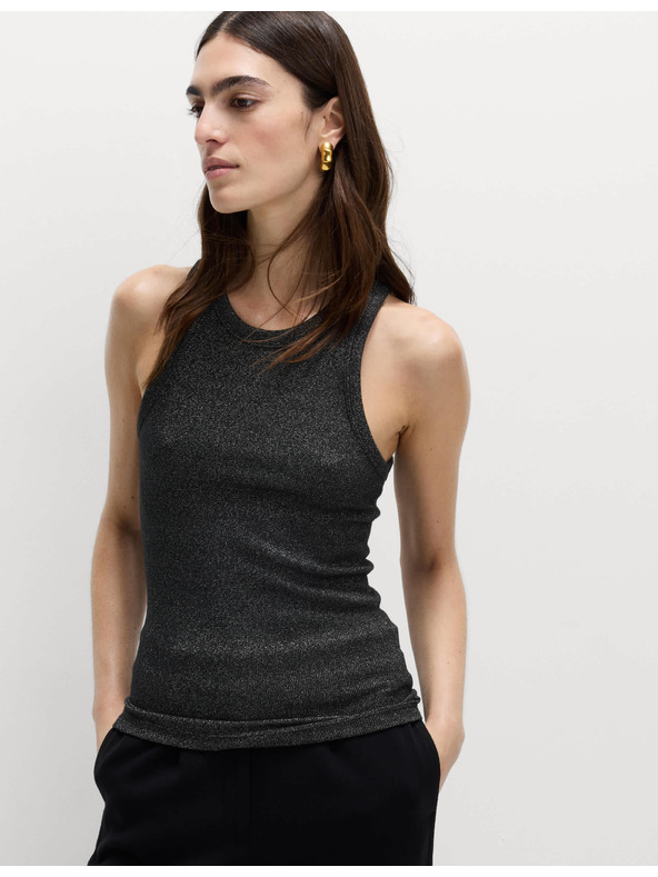 Marks & Spencer Třpytivé tílko, s vysokým podílem bavlny Marks & Spencer černá