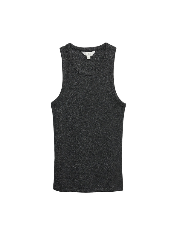 Marks & Spencer Třpytivé tílko, s vysokým podílem bavlny Marks & Spencer černá