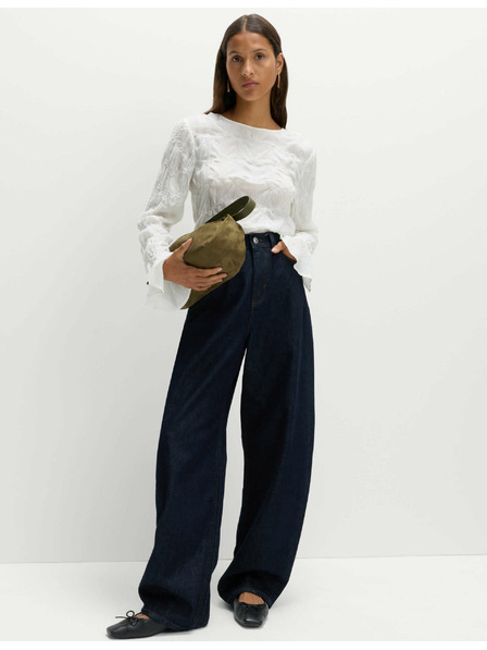 Marks & Spencer Krajková texturovaná halenka s kulatým výstřihem Marks & Spencer smetanová