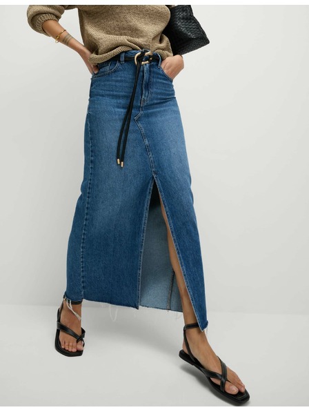 Marks & Spencer Džínová maxi sukně s prostřihem vepředu Marks & Spencer námořnická modrá