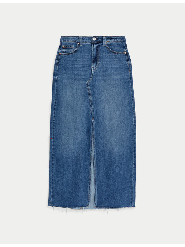 Marks & Spencer Džínová maxi sukně s prostřihem vepředu Marks & Spencer námořnická modrá