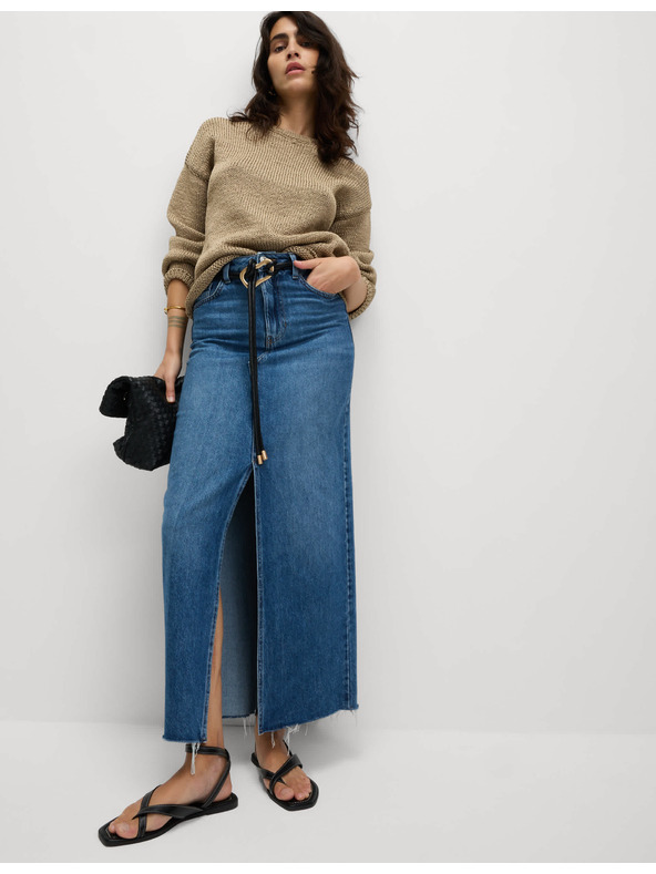 Marks & Spencer Džínová maxi sukně s prostřihem vepředu Marks & Spencer námořnická modrá