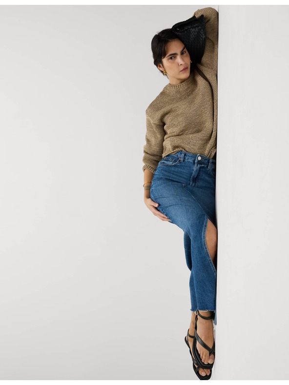 Marks & Spencer Džínová maxi sukně s prostřihem vepředu Marks & Spencer námořnická modrá