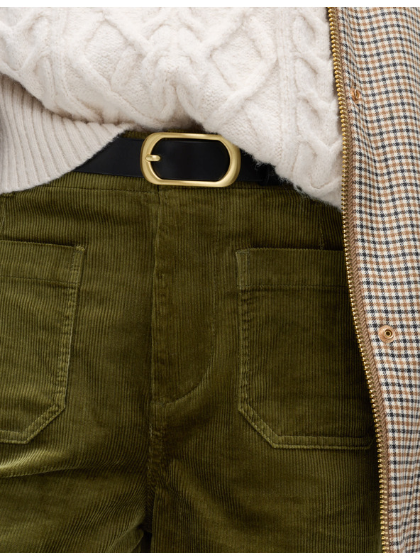 Marks & Spencer Manšestrové kalhoty se širokými nohavicemi Marks & Spencer zelená