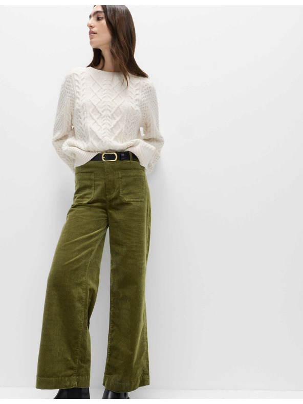 Marks & Spencer Manšestrové kalhoty se širokými nohavicemi Marks & Spencer zelená