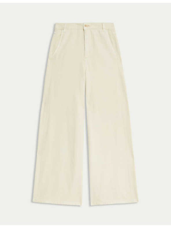 Marks & Spencer Palazzo kalhoty s vysokým podílem bavlny Marks & Spencer smetanová