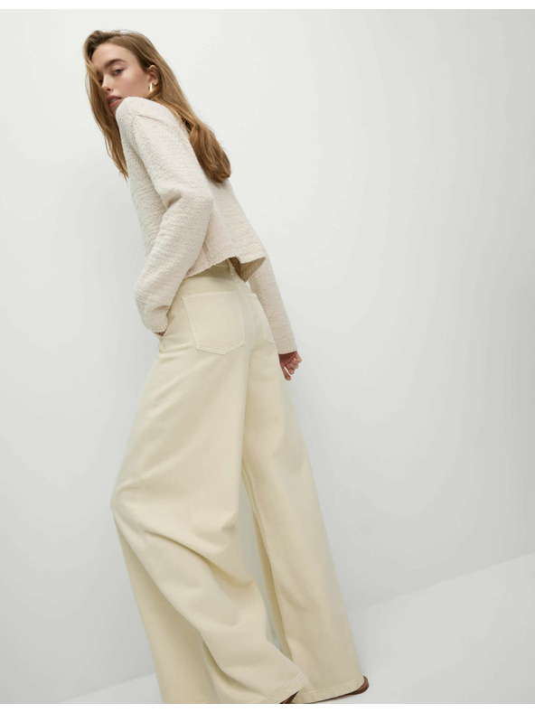 Marks & Spencer Palazzo kalhoty s vysokým podílem bavlny Marks & Spencer smetanová