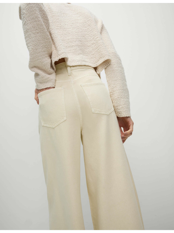 Marks & Spencer Palazzo kalhoty s vysokým podílem bavlny Marks & Spencer smetanová