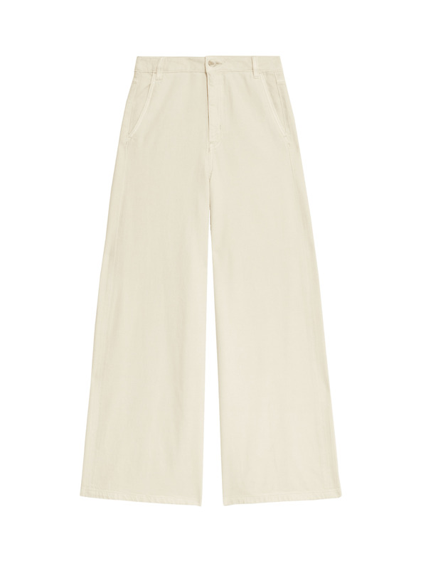 Marks & Spencer Palazzo kalhoty s vysokým podílem bavlny Marks & Spencer smetanová