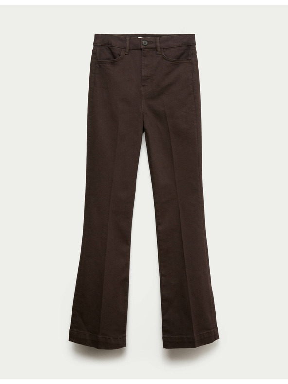 Marks & Spencer Úzké džíny s vysokým pasem, rozšířenými nohavicemi a mačkanou přední stranou Marks & Spencer hnědá