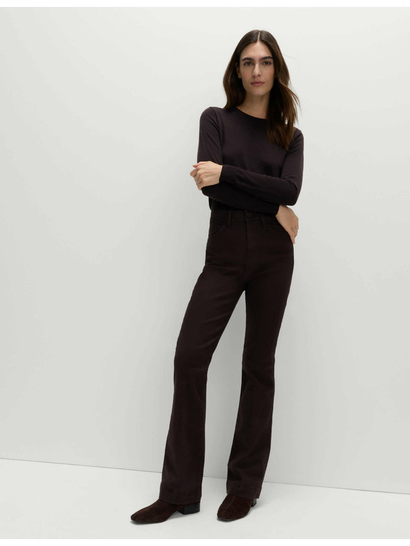 Marks & Spencer Úzké džíny s vysokým pasem, rozšířenými nohavicemi a mačkanou přední stranou Marks & Spencer hnědá