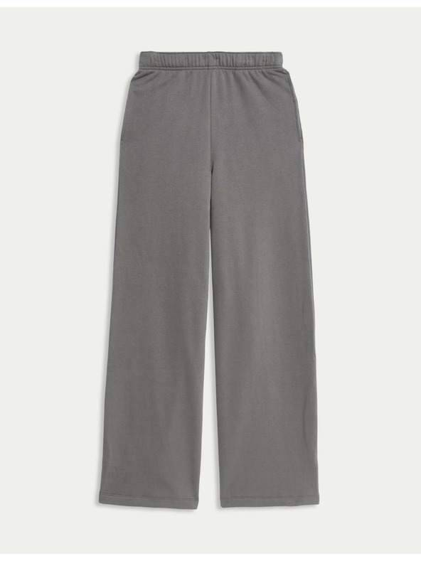 Marks & Spencer Široké teplákové kalhoty s vysokým obsahem bavlny a stahovací šňůrkou Marks & Spencer šedá