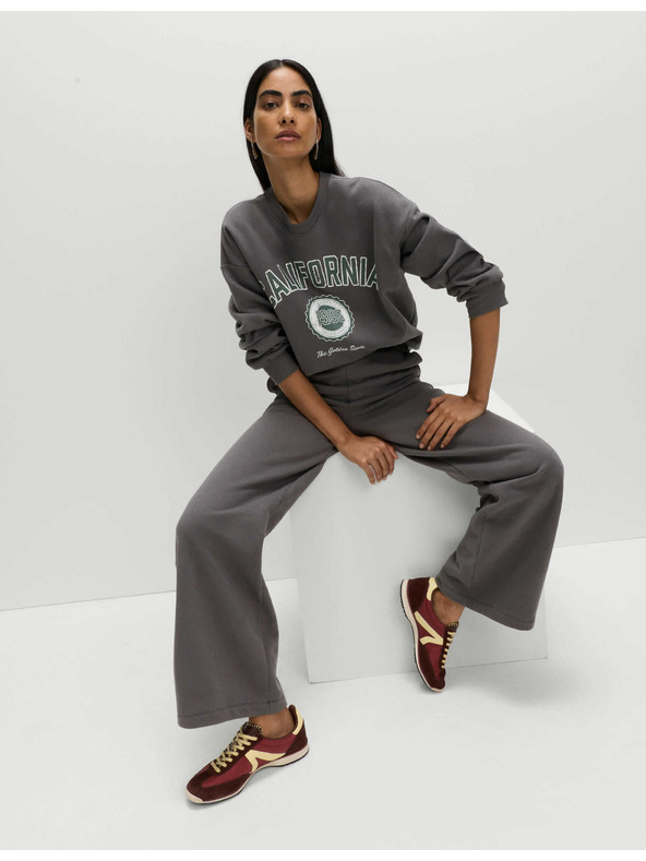 Marks & Spencer Široké teplákové kalhoty s vysokým obsahem bavlny a stahovací šňůrkou Marks & Spencer šedá