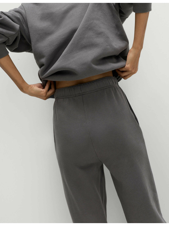 Marks & Spencer Široké teplákové kalhoty s vysokým obsahem bavlny a stahovací šňůrkou Marks & Spencer šedá