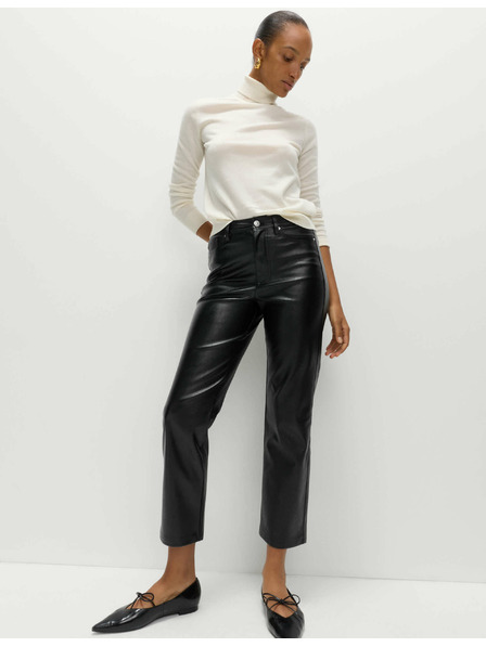 Marks & Spencer Kalhoty z umělé kůže s rovnými nohavicemi Marks & Spencer černá