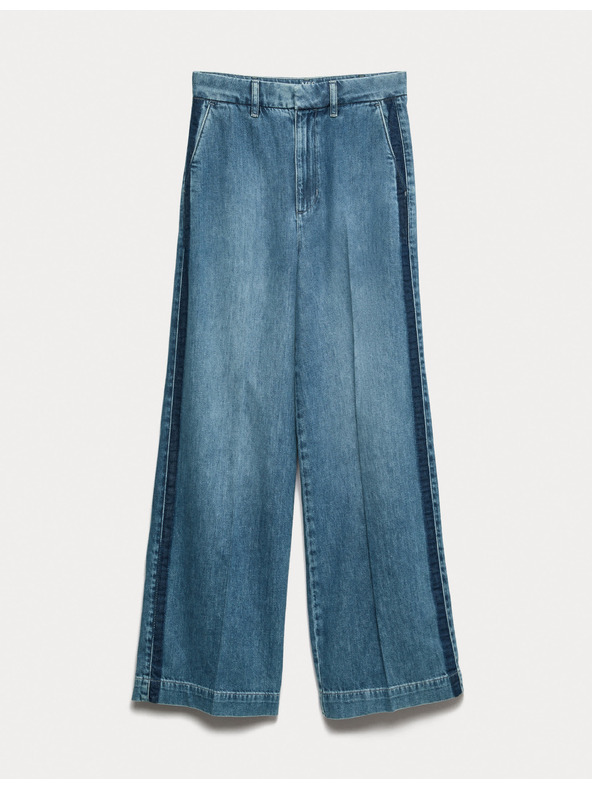 Marks & Spencer Široké nohavice z čisté bavlny Džíny Marks & Spencer námořnická modrá