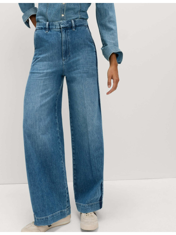 Marks & Spencer Široké nohavice z čisté bavlny Džíny Marks & Spencer námořnická modrá