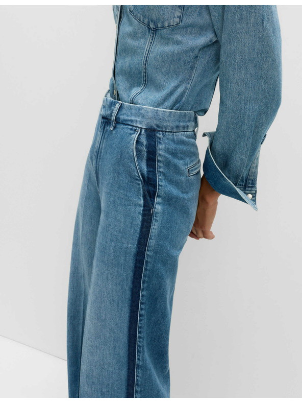 Marks & Spencer Široké nohavice z čisté bavlny Džíny Marks & Spencer námořnická modrá