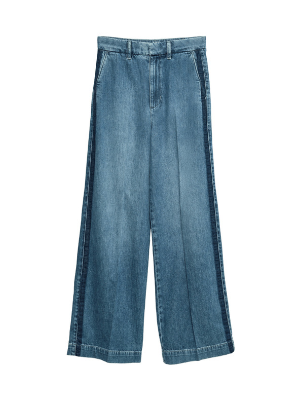 Marks & Spencer Široké nohavice z čisté bavlny Džíny Marks & Spencer námořnická modrá