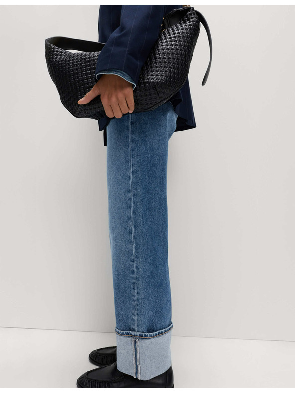 Marks & Spencer Džíny se širokými ohrnutými nohavicemi a středně vysokým pasem Marks & Spencer námořnická modrá