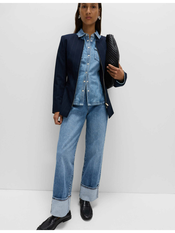 Marks & Spencer Džíny se širokými ohrnutými nohavicemi a středně vysokým pasem Marks & Spencer námořnická modrá