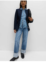 Marks & Spencer Džíny se širokými ohrnutými nohavicemi a středně vysokým pasem Marks & Spencer námořnická modrá