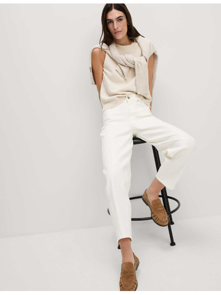 Marks & Spencer Džíny s nohavicemi mrkváčového střihu ke kotníkům a vysokým pasem Marks & Spencer smetanová