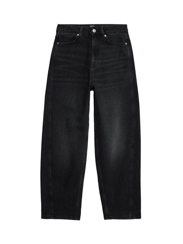 Marks & Spencer Džíny s nohavicemi mrkváčového střihu ke kotníkům a vysokým pasem Marks & Spencer černá