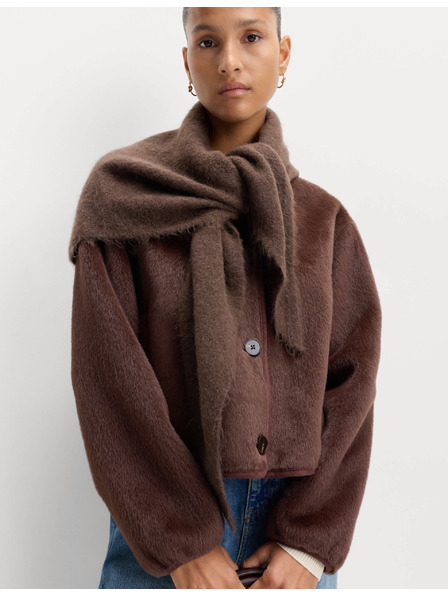 Marks & Spencer Pletený trojúhelníkový šátek s texturou a vlnou Marks & Spencer hnědá