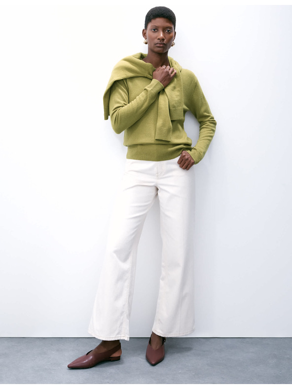 Marks & Spencer Svetr z čistého kašmíru, s texturou a kulatým výstřihem Marks & Spencer zelená