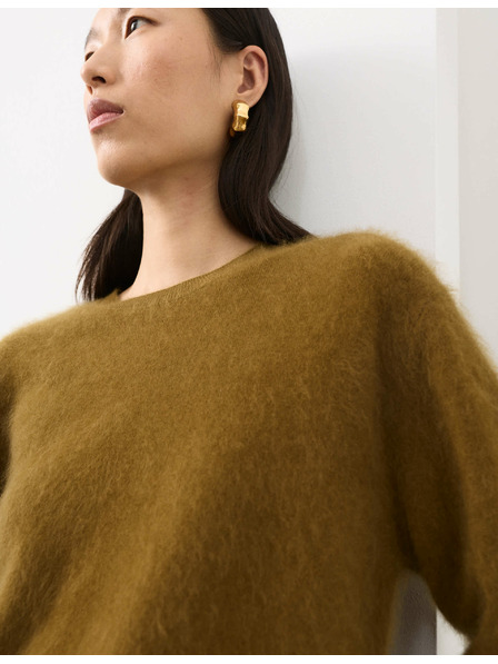 Marks & Spencer Svetr s kulatým výstřihem ze směsi česané vlny a kašmíru Marks & Spencer žlutá